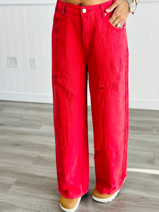 POL Apple Red Distressed Pants (Reg)