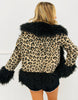 Leopard Print Faux Fur Trim Cardigan (Reg.)