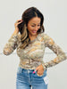 Army Brown/Taupe Print Mesh Top (Reg & Plus)
