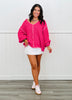POL Fuchsia Chenille Whipstitch Sweater Top (Reg.)