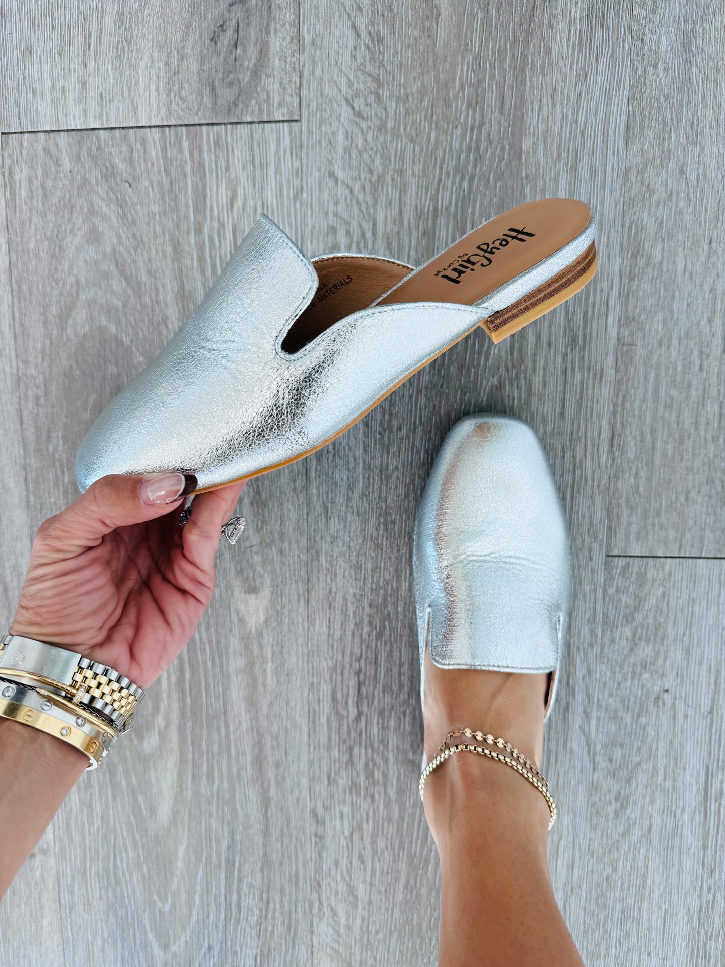 Corkys Silver Metallic Meant To Shine Mules