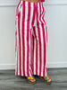 White/Fuchsia Bold Stripe Wide Leg Pants (Reg)