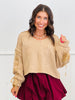Taupe Cozy High Low Lace Up Sweater (Reg.)