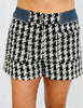 Black Tweed Contrast Embroidered Trim Shorts (Reg.)
