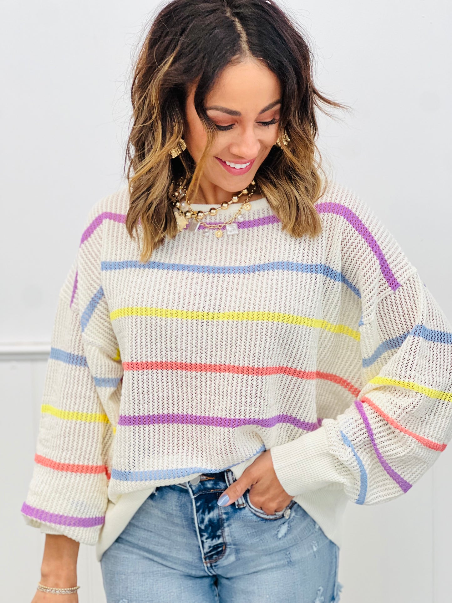 Summer Days Striped Sweater (Reg & Plus)