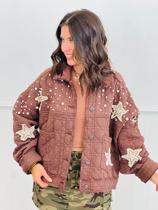 POL Chocolate Quilted Stars/Pearl Jacket (Reg.)