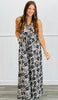 Grey/Black Washed Rose Print Wide Leg Overalls (Reg.)