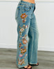 Medium Wash Embroidered Flowers Jeans (Reg.)