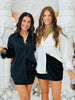 Satin Button Down Feather Sleeves Blouse (Reg.) - 2 Colors