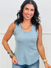 Ruffled Neck Tank Top (Reg.)-5 Colors