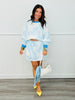 Blue Patchwork Printed Terry Skort Set (Reg. and Plus)