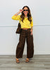 S&C X WR Yellow Button Down Long Sleeve Top (Reg. and Plus)