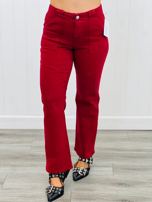 Risen Wine-d Down Patch Pockets Pants Jeans (Reg & Plus)