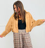 Camel Suede Bomber Jacket (Reg)
