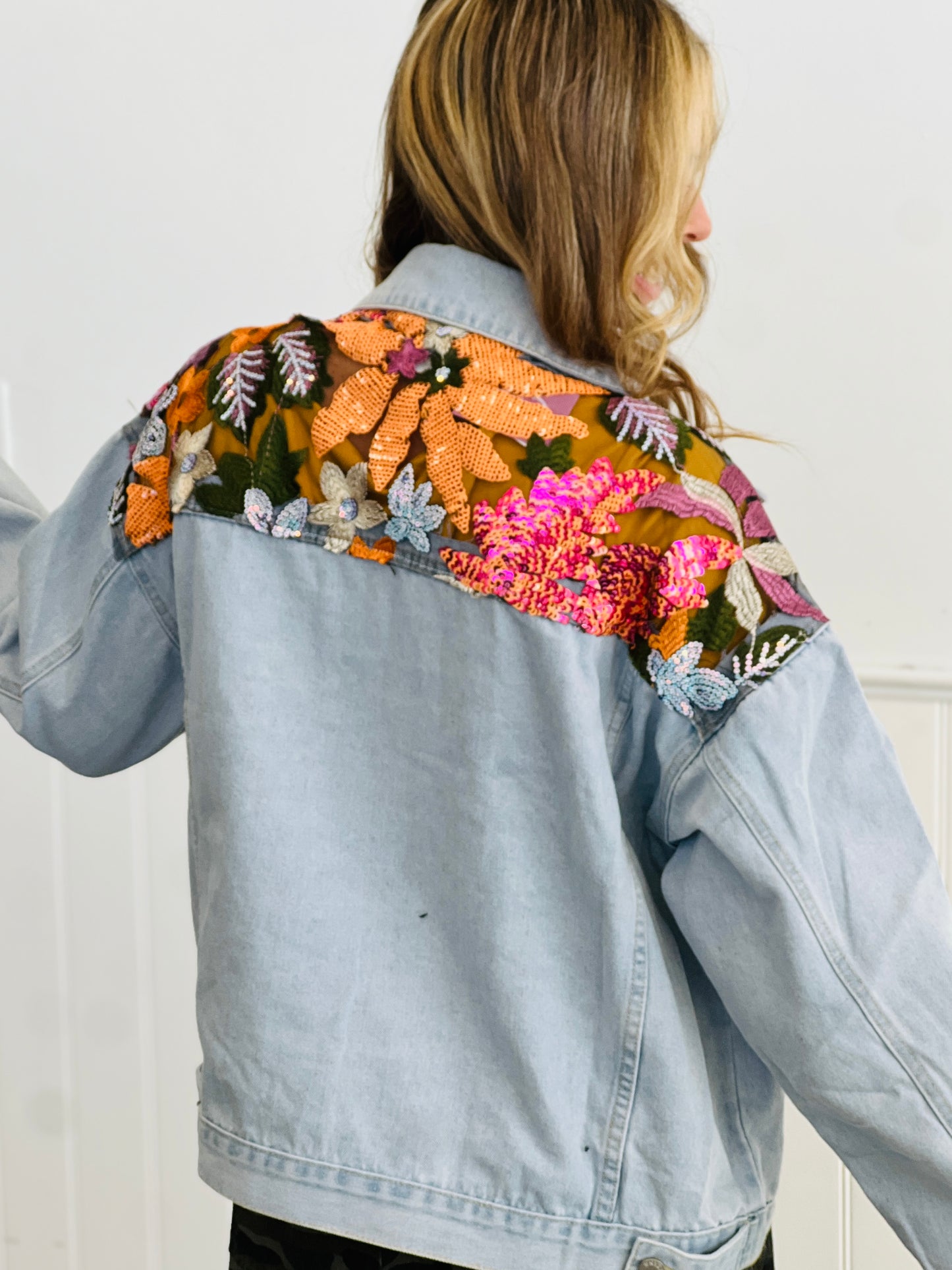 Light Denim Elite Embellished Jacket (Reg & Plus)