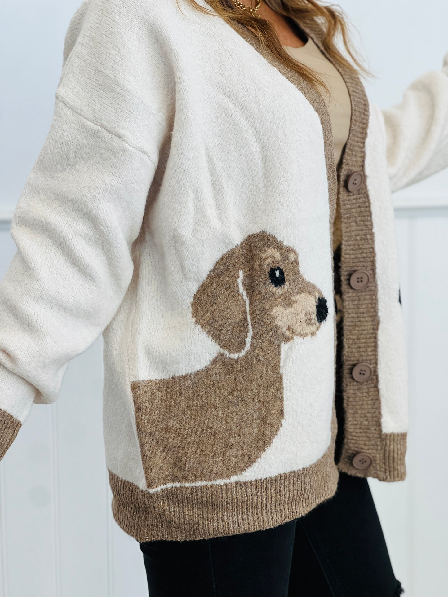 Ivory Oversized Doggy Button Up Cardigan (Reg.)