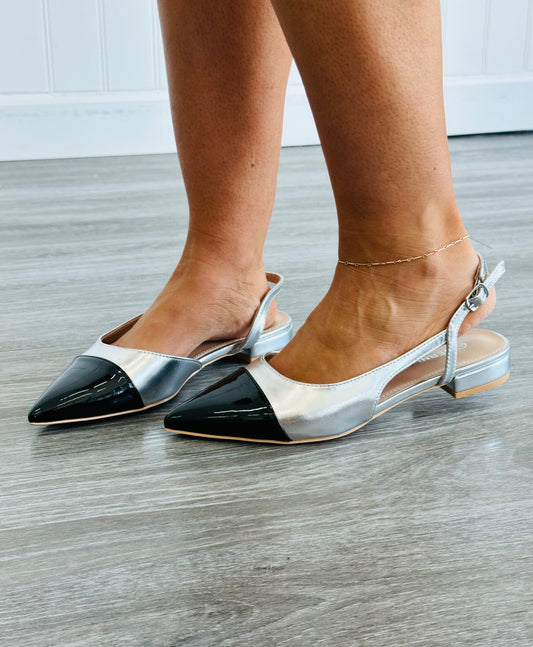 Silver Sassy Slingback Flats