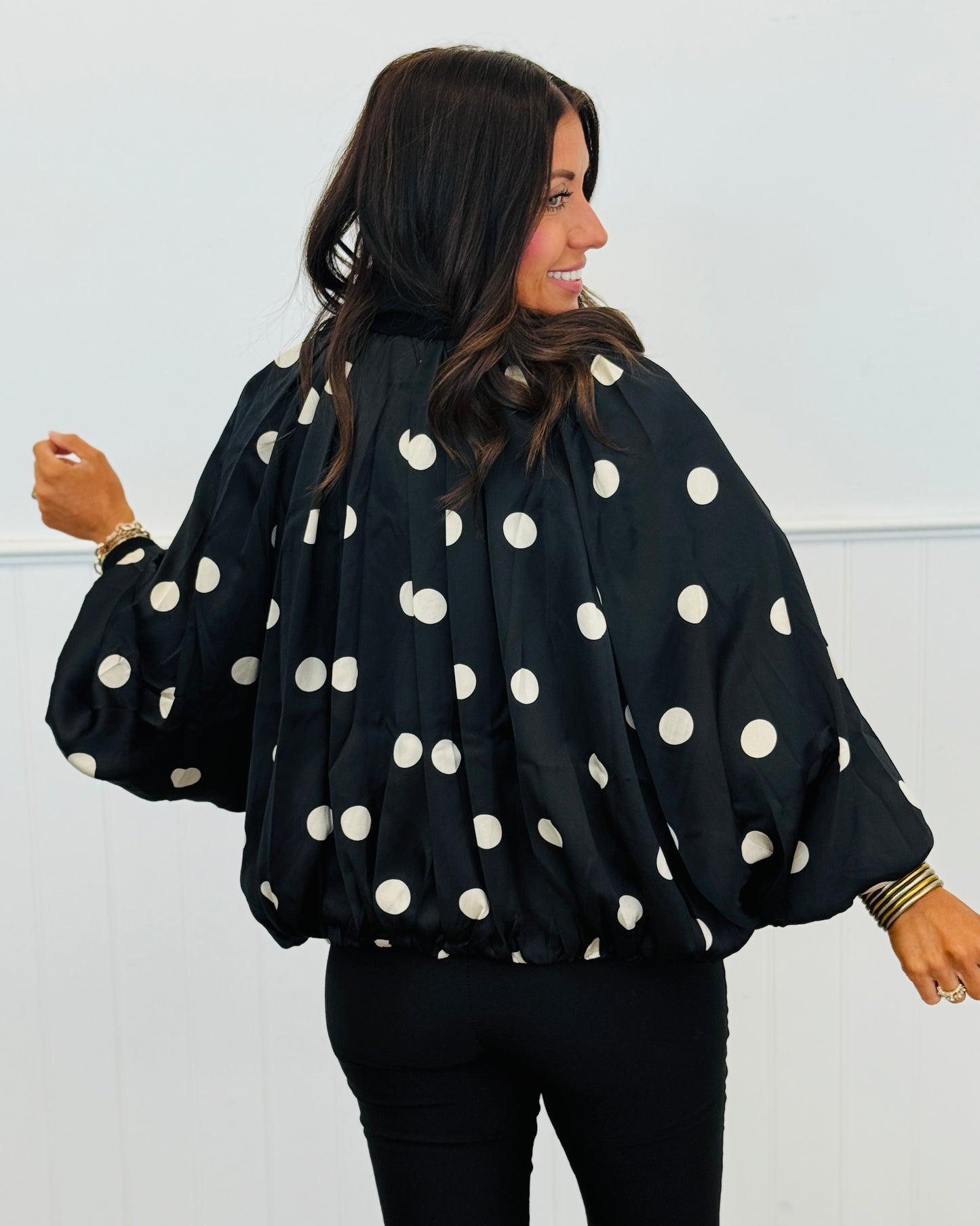 Black/Cream Polka Dot Bubble Jacket (Reg & Plus)