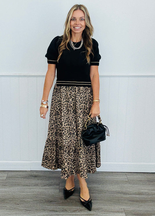 Leopard Short Sleeve Maxi Dress (Reg. and Plus)