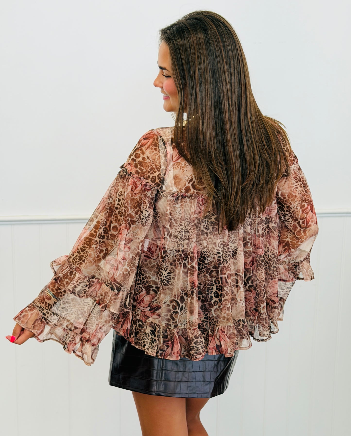 Mixed Animal & Floral Print Blouse (Reg. and Plus)