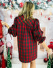 Red Plaid High Neck Mini Dress (Reg & Plus)