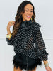 Micro Polka Dot Ruffled Blouse (Reg & Plus) - 3 Colors