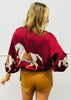 Maroon Festive Horse Zip Up Jacket (One Size )