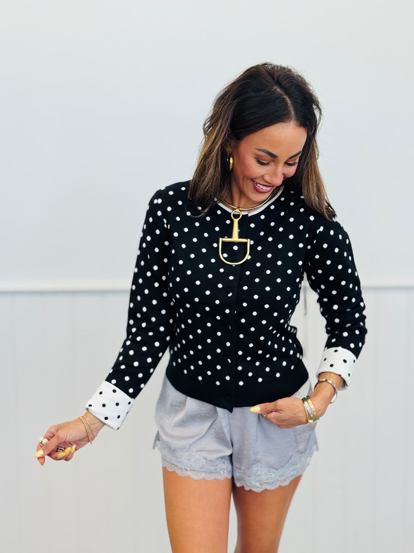 Polka Dot Button Up Cardigan (Reg.) - 3 Colors