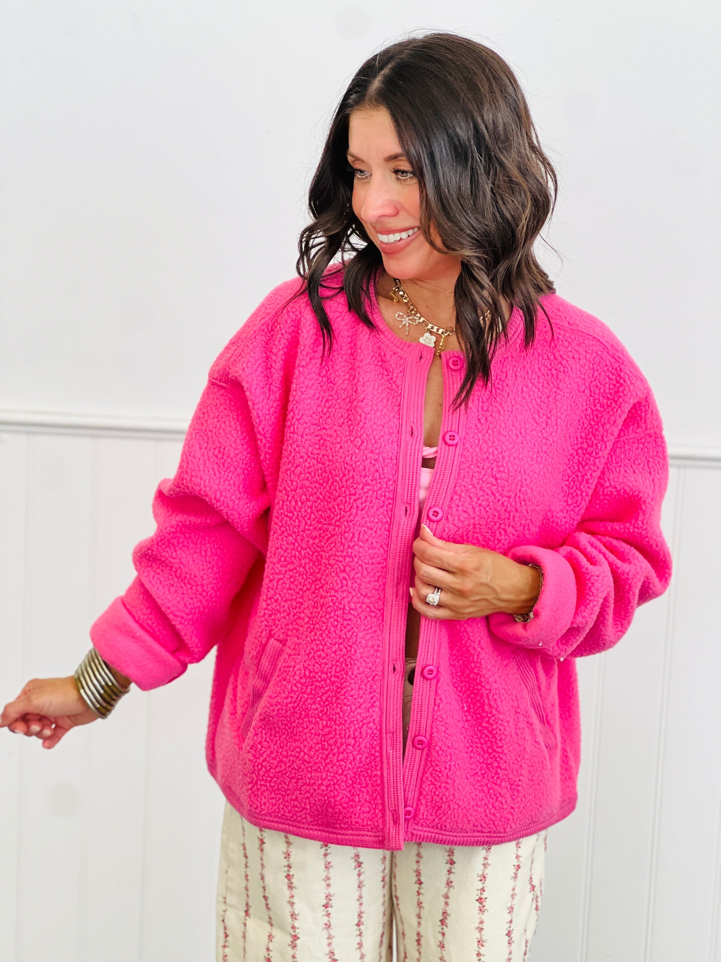 Punch Button Down Sherpa Jacket (Reg.)