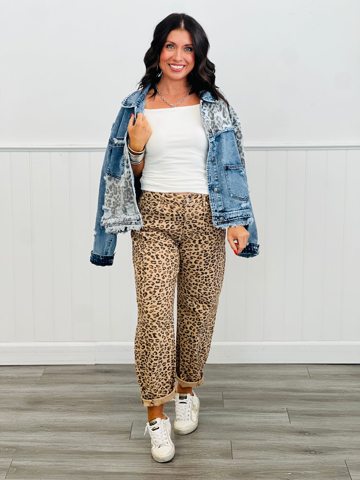 Oli & Hali Washed Denim/Contrast Leopard Jacket (Reg.)