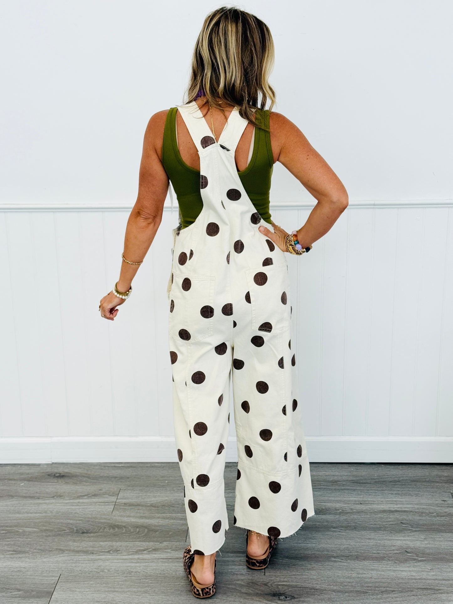 Cream/Brown Polka Dot Overalls (Reg.)