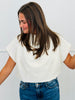 Ivory Gathered Balloon Neck Top (Reg.)