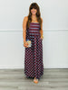 Brown Polka Dot Pleated Strappy Maxi Dress (Reg & Plus)
