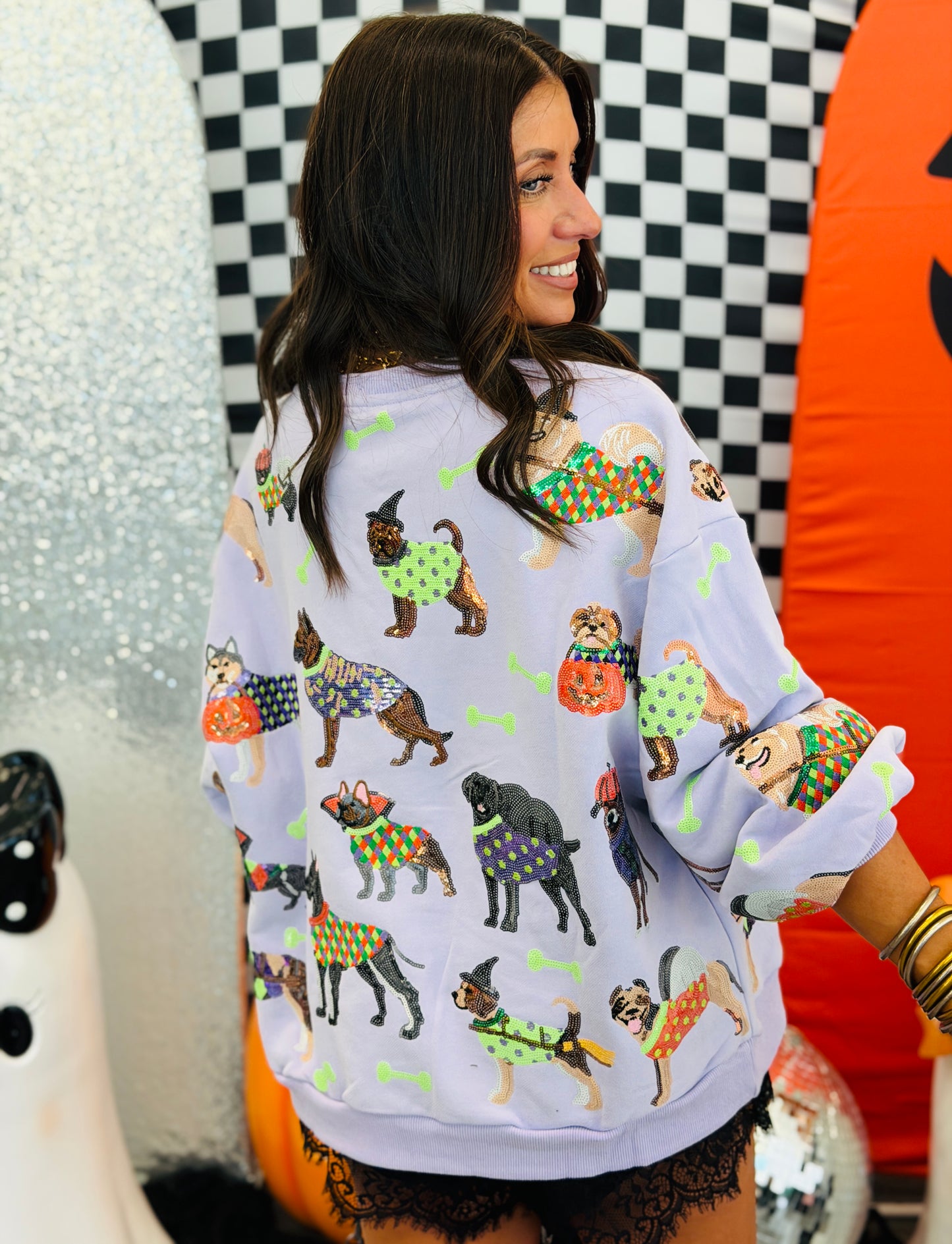 Queen Of Sparkles Lavender Halloween Dogs Sweatshirt (Reg. and Plus)