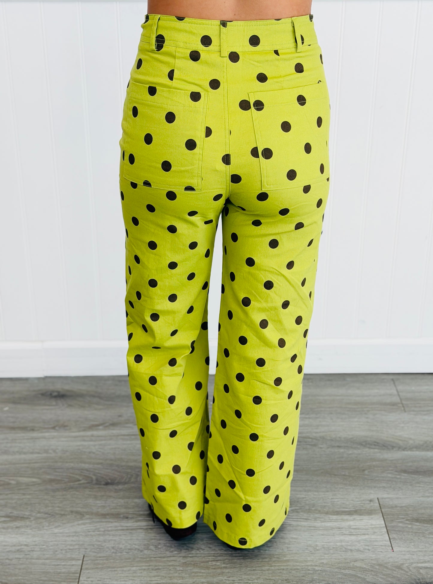 Olive Polka Dot Wide Leg Pants (Reg.)