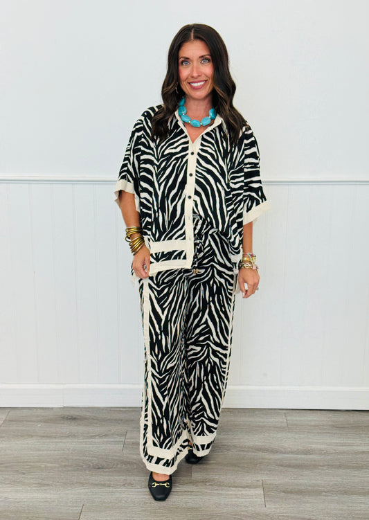 Black Zebra Shirt & Pants Set (Reg & Plus)