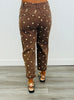 Brown Washed Denim Polka Dot Ankle Pants (Reg.)