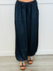 Navy Satin Drape Balloon Pants (Reg & Plus)