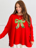 Christmas Sequin Bow Long Sleeve Top (Reg. and Plus)