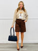 Brown Suede Knee Length Bermuda Shorts (Reg.)