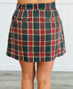 Grey/Red Plaid Pleats Mini Skirt (Reg. and Plus)