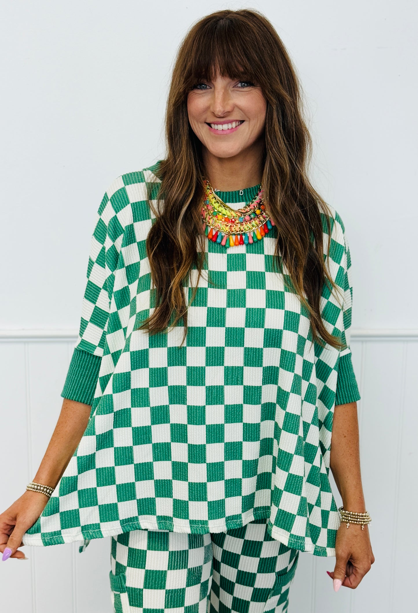 Checkerboard Oversized Top (Reg & Plus)-3 Colors