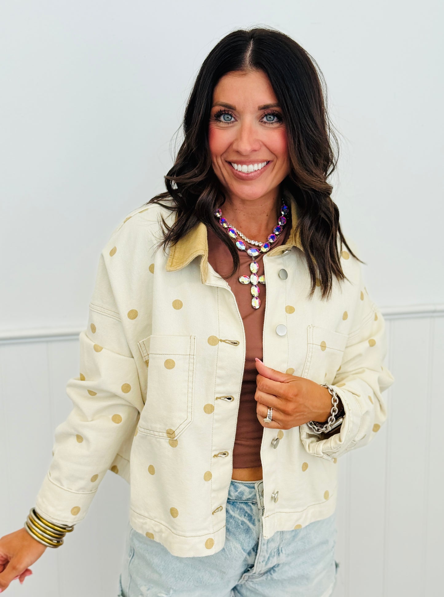 Cream/Tan Polka Dot Barn Jacket (Reg.)