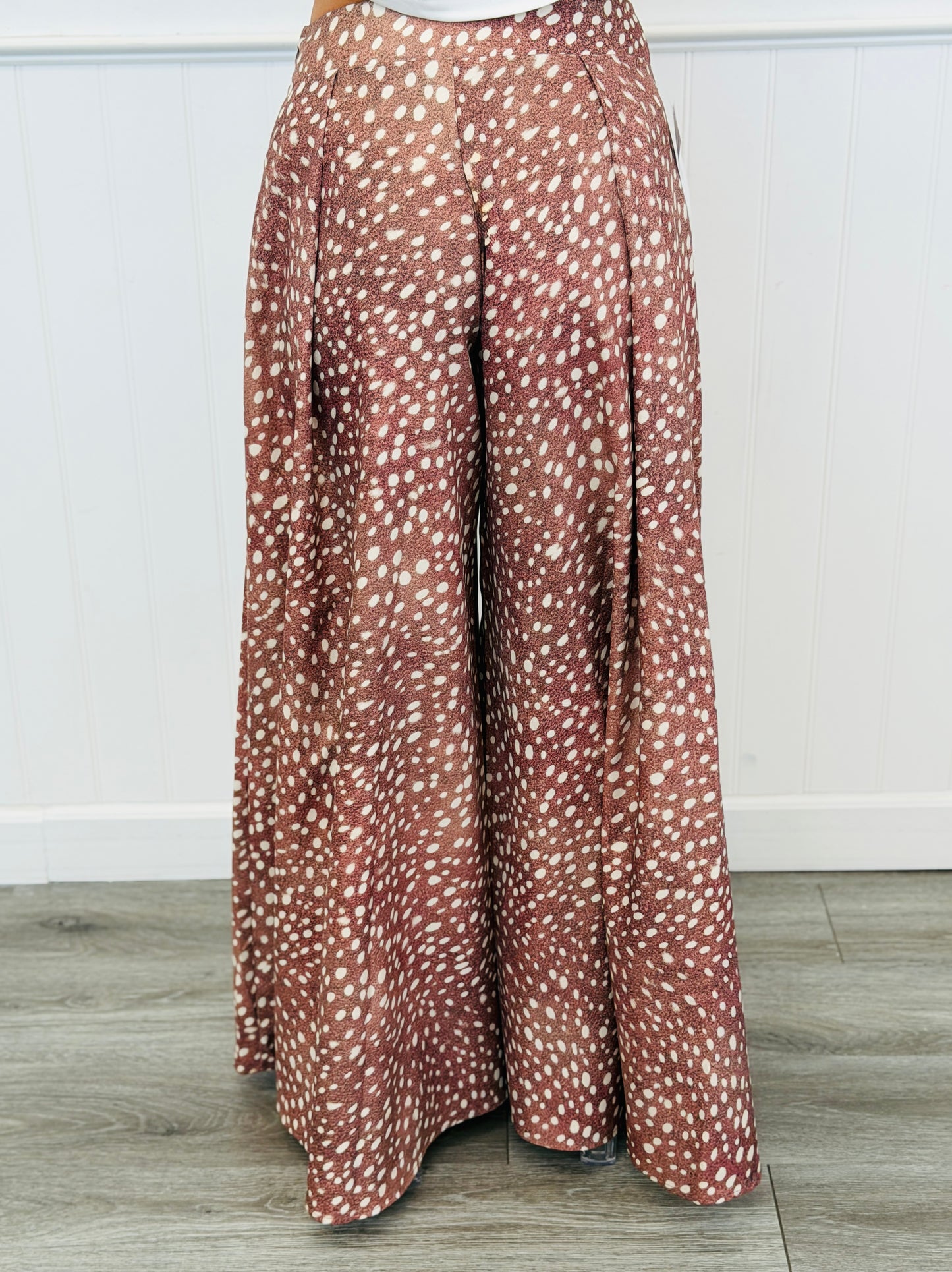 Mocha Deer Print Palazzo Pants (Reg. and Plus)