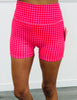 Hot Pink Gingham Print Biker Shorts (Reg.)