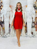 Red Cable Knit Mini Dress (Reg. and Plus)