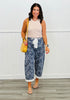 Washed Denim Paisley Printed Denim Pants (Reg. and Plus) - 2 Colors