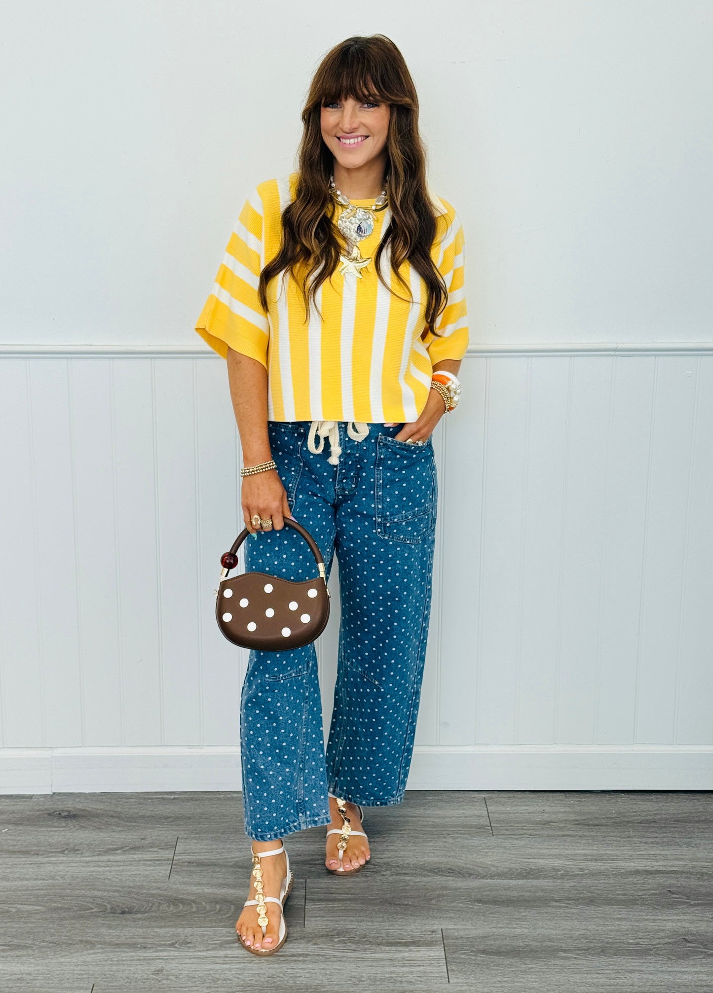 Polka Dot Denim Barrel Pants (Reg.)