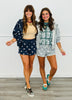 Polka Dot Zip Up Sweater Hoodie (Reg & Plus) - 2 Colors