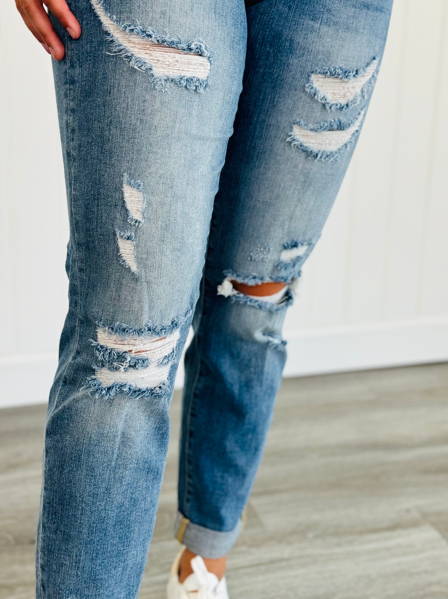 Judy Blue Lost Without You Boyfriend Cuffed Jeans (Reg. & Plus)